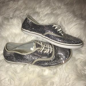 Silver Sequin Vans Shoes